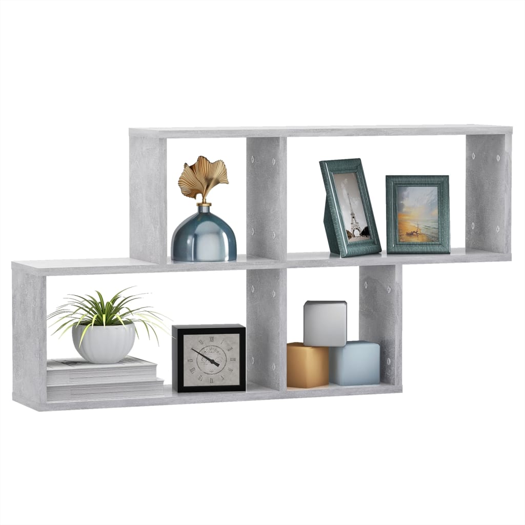 Wall shelf concrete grey 100x18x53 cm wood material