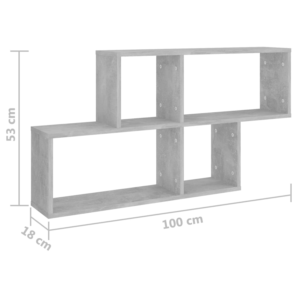 Wall shelf concrete grey 100x18x53 cm wood material