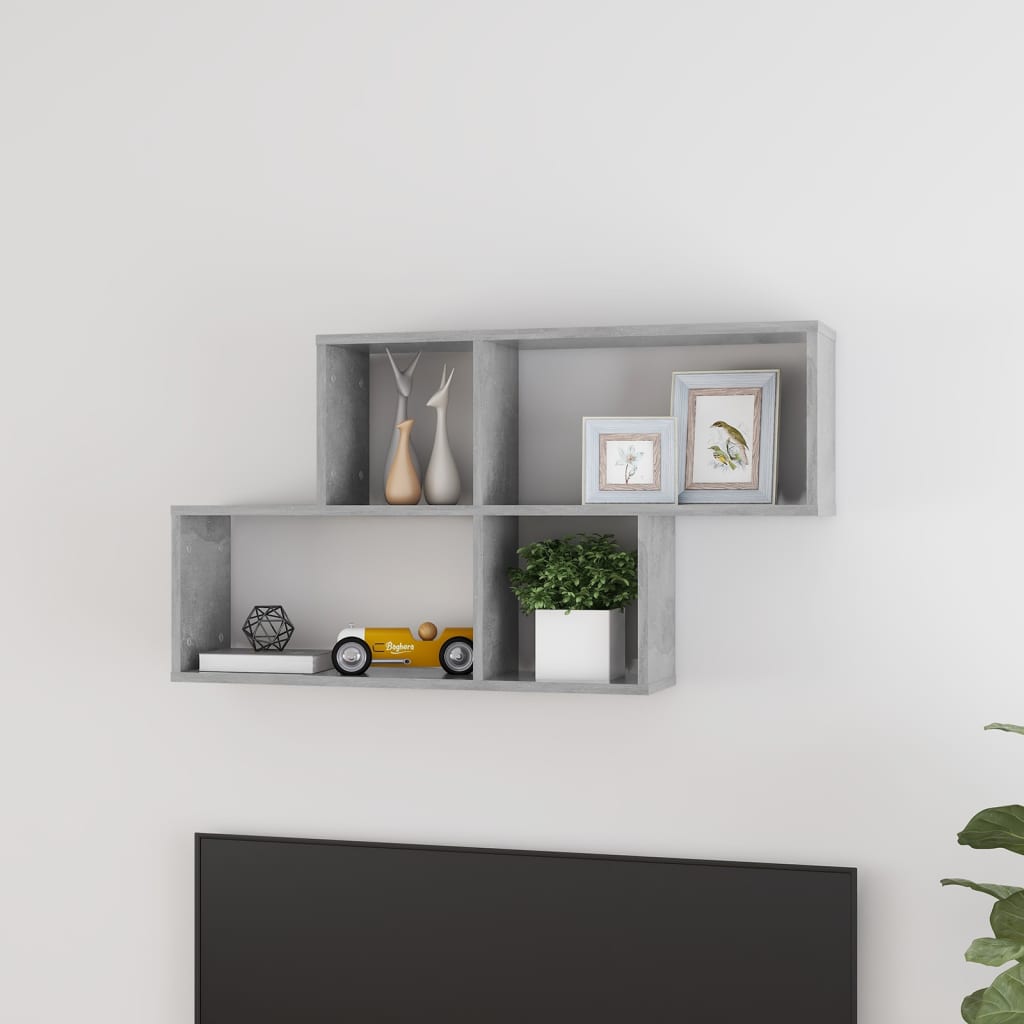 Wall shelf concrete grey 100x18x53 cm wood material