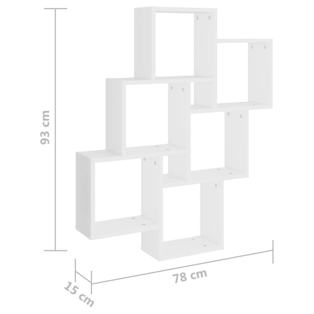 Étagère cubique blanche 78x15x93 cm en bois