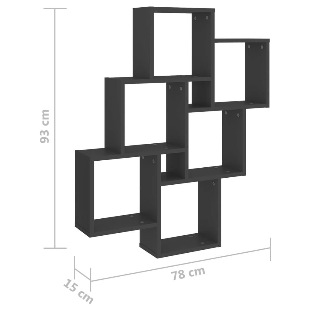 Würfelregal Grau 78x15x93 cm Holzwerkstoff