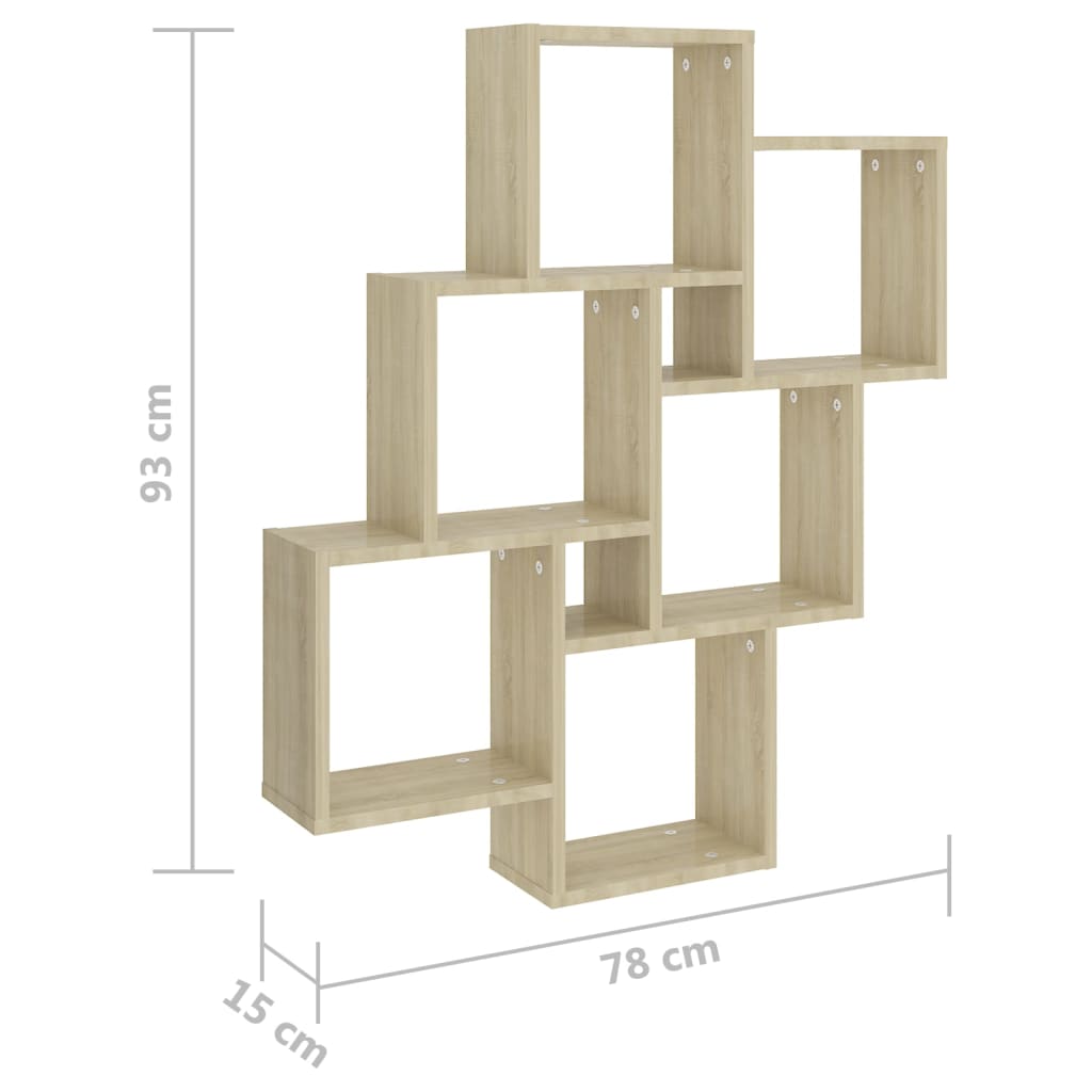 Etagère cube Chêne Sonoma 78x15x93 cm matière bois