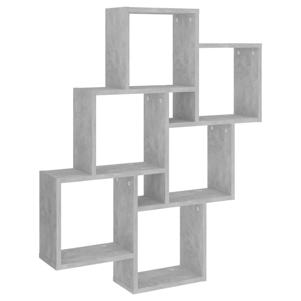 Étagère cubique gris béton 78x15x93 cm en bois