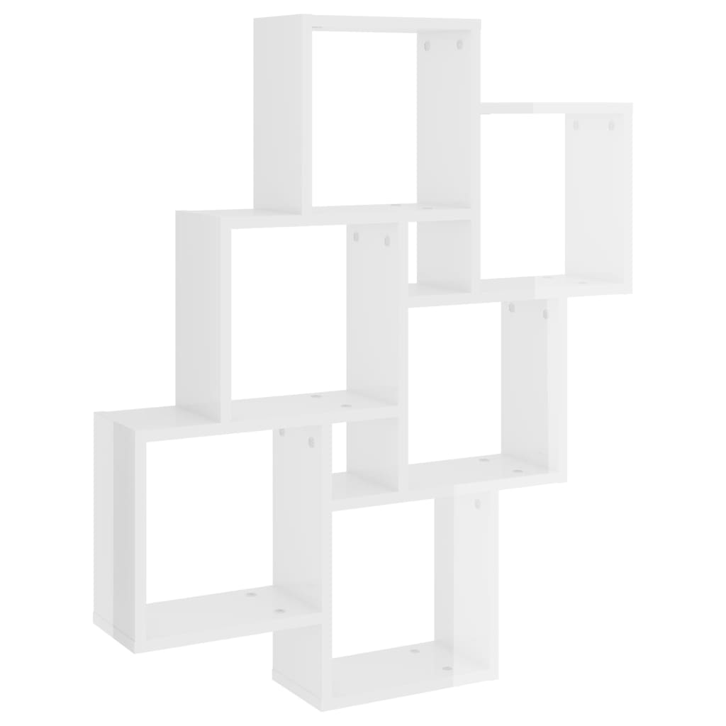 Étagère cubique blanc brillant 78x15x93 cm en bois