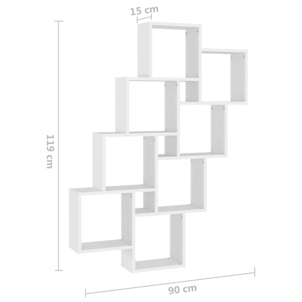 Étagère cubique blanche 90x15x119 cm en bois