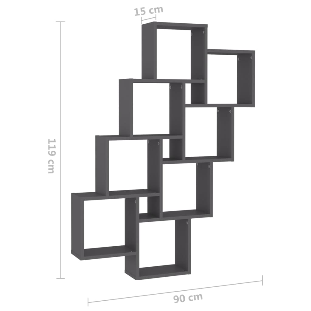 Würfelregal Grau 90x15x119 cm Holzwerkstoff