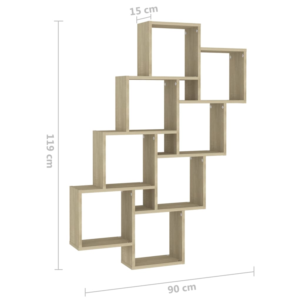 Etagère cube Chêne Sonoma 90x15x119 cm matière bois