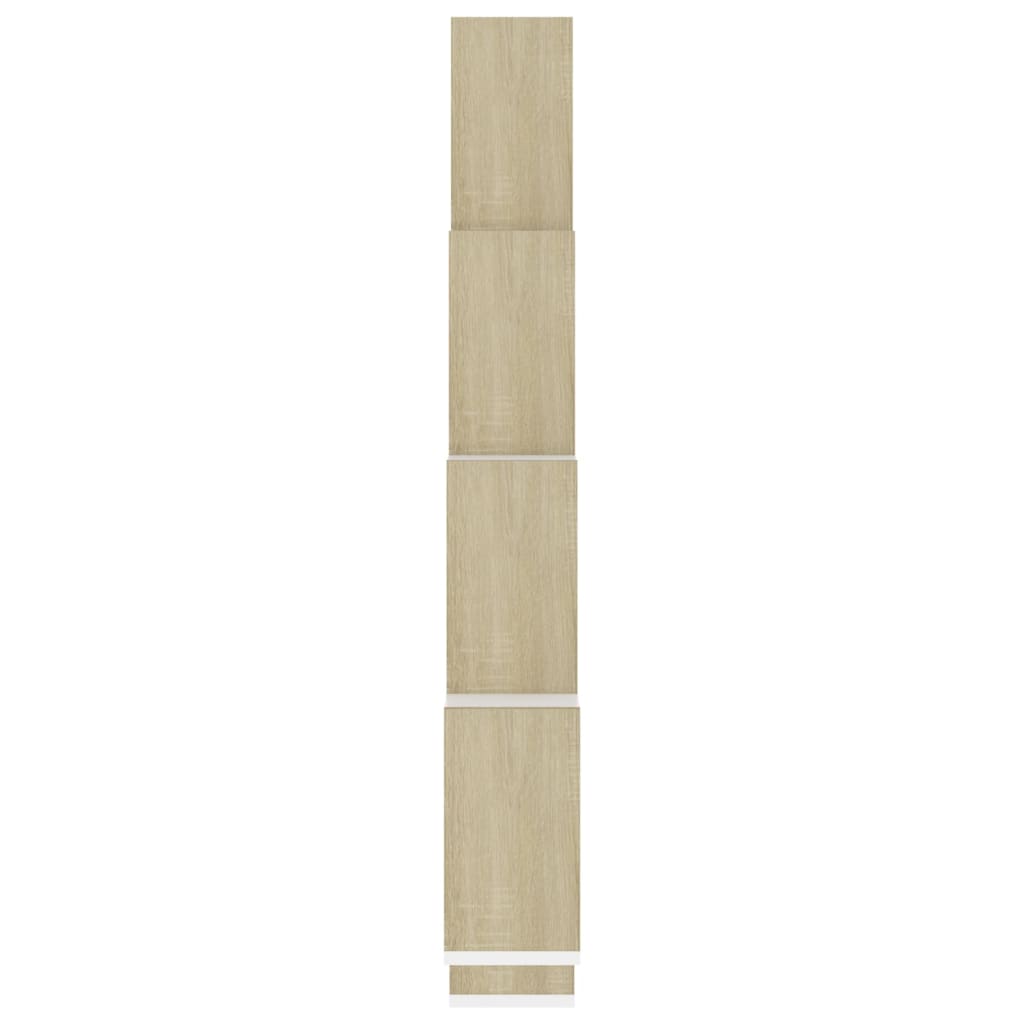 Würfelregal Weiß Sonoma-Eiche 90x15x119 cm Holzwerkstoff