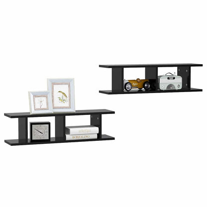 Wandregale 2 Stk. Schwarz 75x18x20 cm Holzwerkstoff