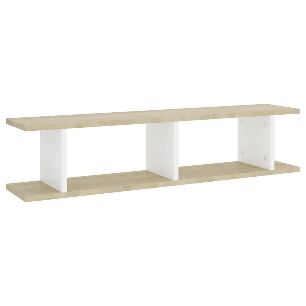 Wandregale 2 Stk. Weiß & Sonoma-Eiche 90x18x20 cm Holzwerkstoff