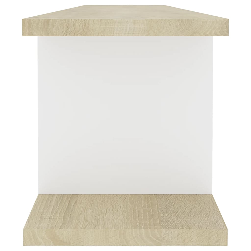 Wandregale 2 Stk. Weiß & Sonoma-Eiche 90x18x20 cm Holzwerkstoff