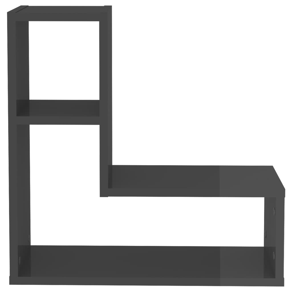 Wall shelves 2 pcs. High gloss grey 50x15x50 cm wood material