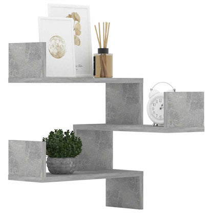 Wand-Eckregale 2 Stk. Betongrau 40x40x50 cm Holzwerkstoff