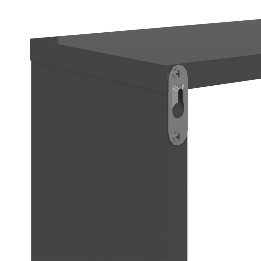 Wall shelves 2 pcs. High gloss grey 50x15x50 cm wood material