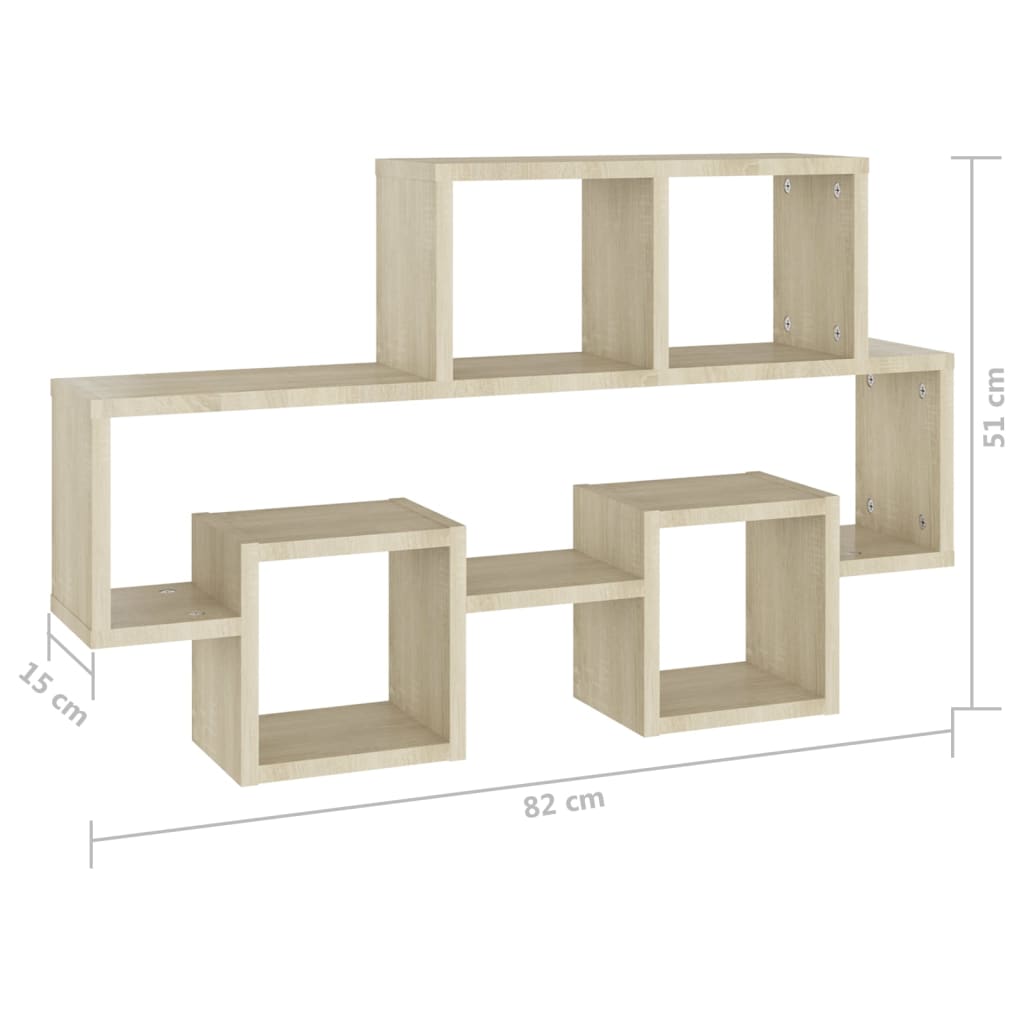 Wall shelf in car shape Sonoma oak 82x15x51 cm wood material