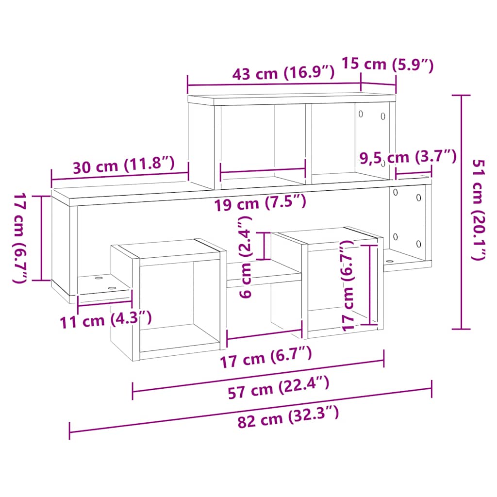 Wall shelf in car shape Sonoma oak 82x15x51 cm wood material