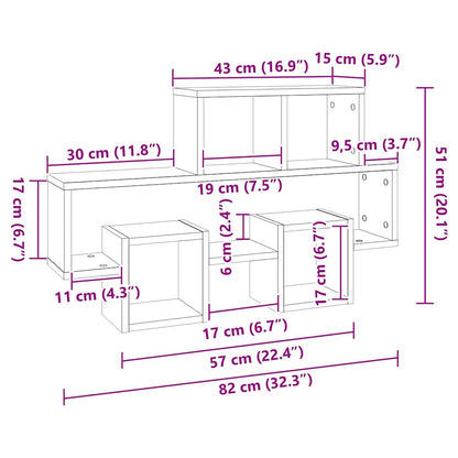 Wandregal in Autoform Sonoma-Eiche 82x15x51 cm Holzwerkstoff