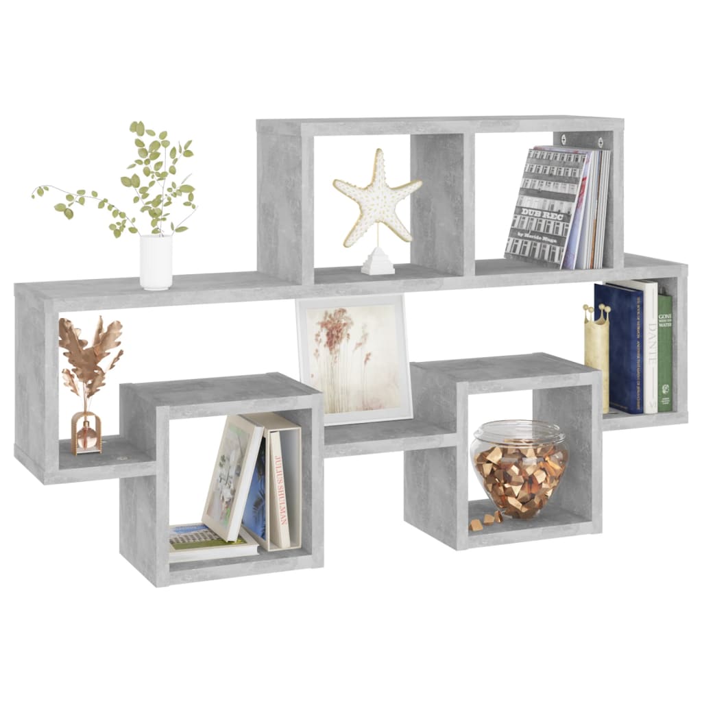 Wall shelf in car shape concrete grey 82x15x51 cm wood material