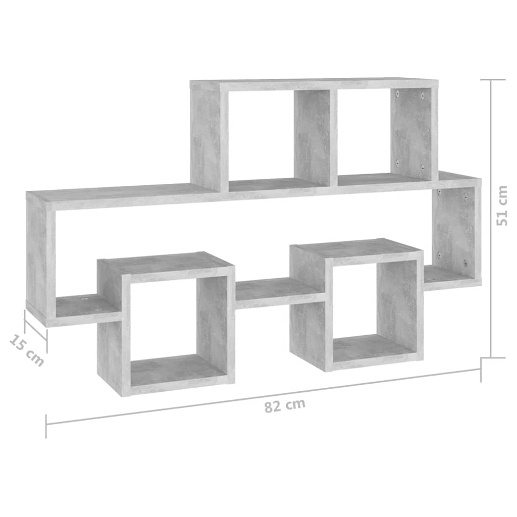 Wall shelf in car shape concrete grey 82x15x51 cm wood material