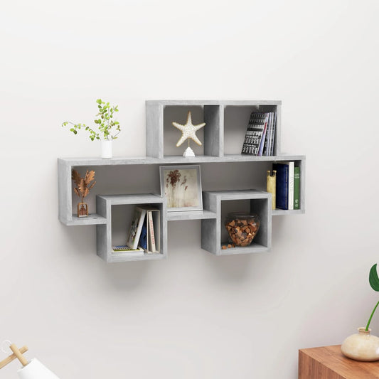 Wall shelf in car shape concrete grey 82x15x51 cm wood material