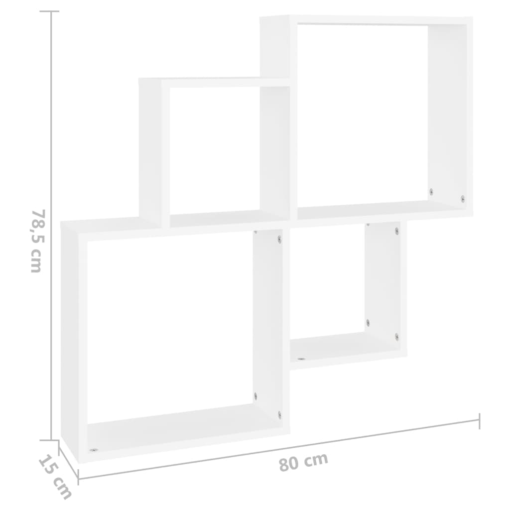 Étagère cubique blanche 80x15x78,5 cm en bois