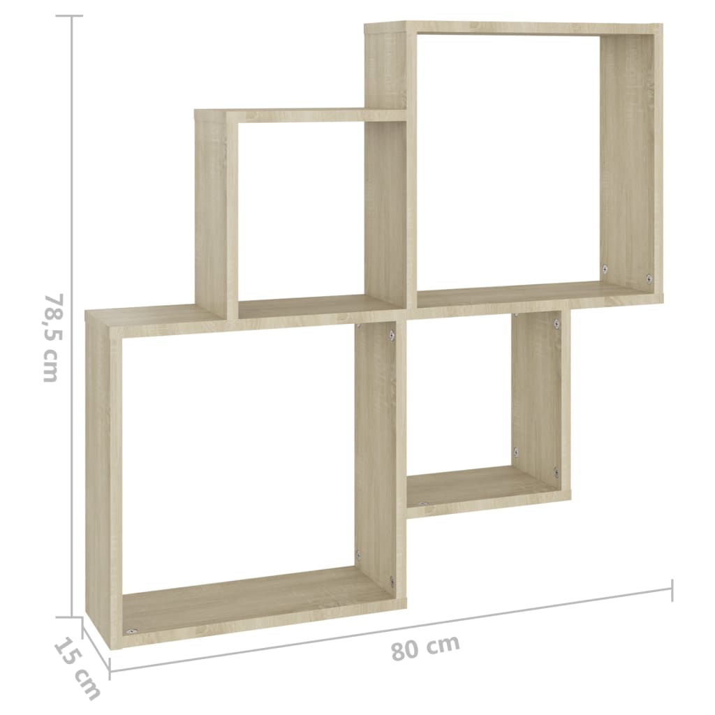 Etagère cube Chêne Sonoma 80x15x78,5 cm matériau bois