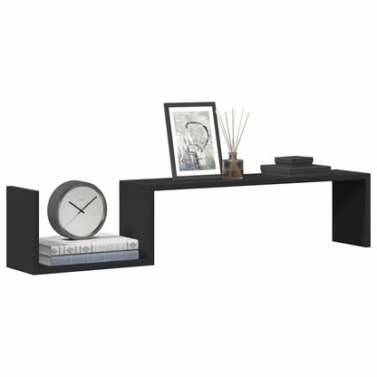 Wandregale 2 Stk. Schwarz 100x15x20 cm Holzwerkstoff