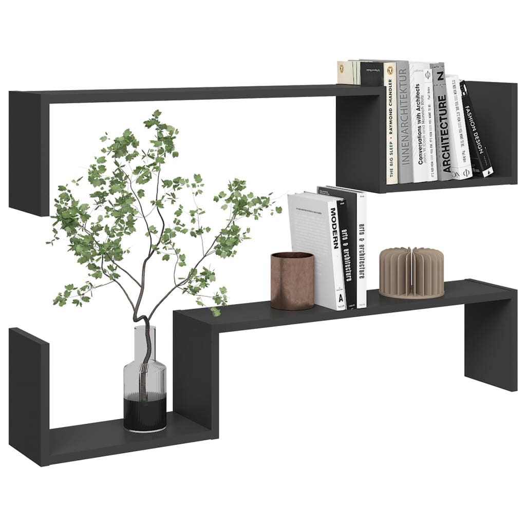 Wandregale 2 Stk. Grau 100x15x20 cm Holzwerkstoff