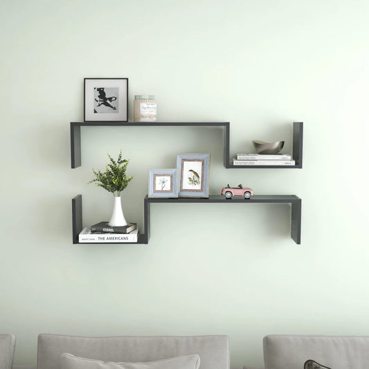 Wandregale 2 Stk. Grau 100x15x20 cm Holzwerkstoff