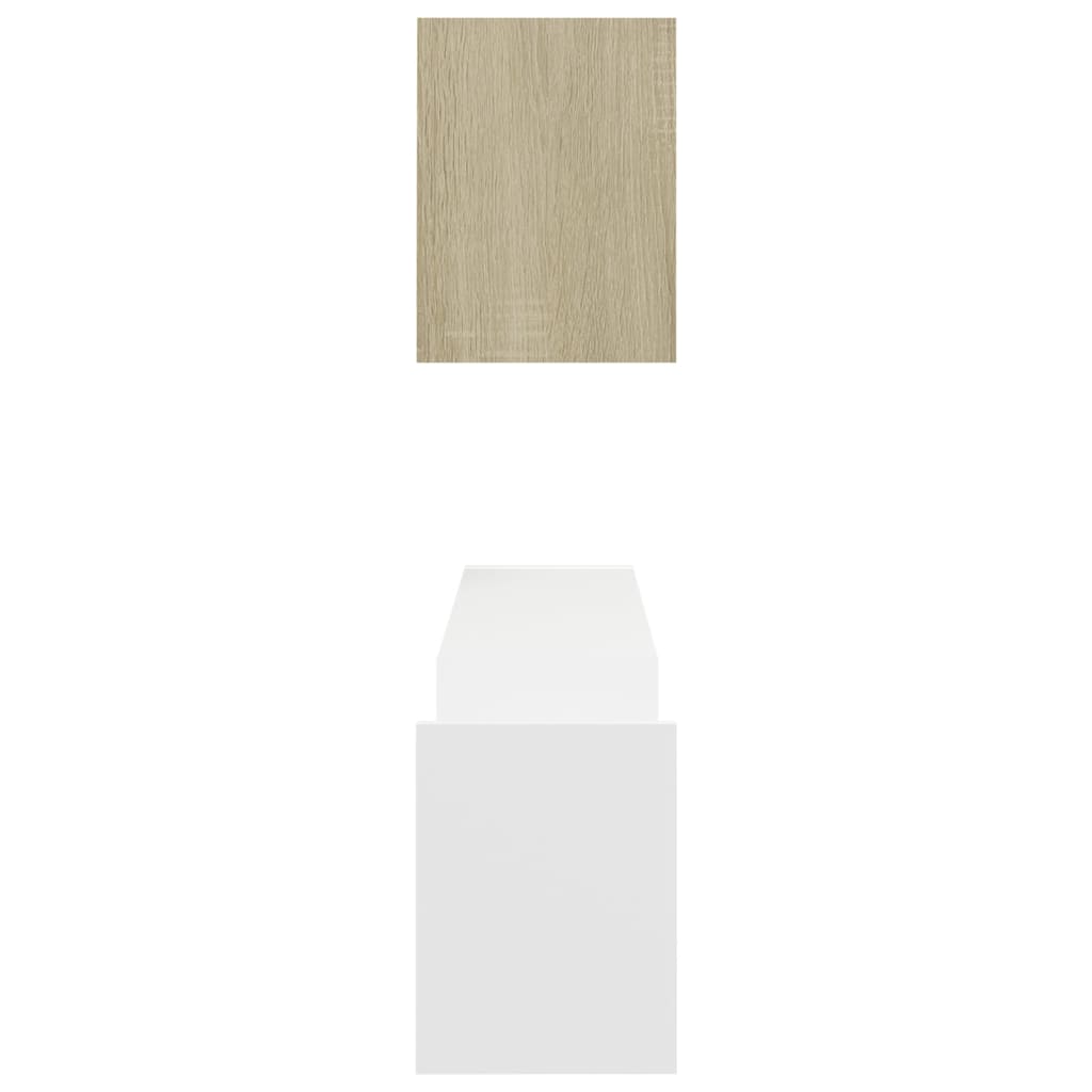 Wandregale 2 Stk. Weiß & Sonoma-Eiche 100x15x20cm Holzwerkstoff