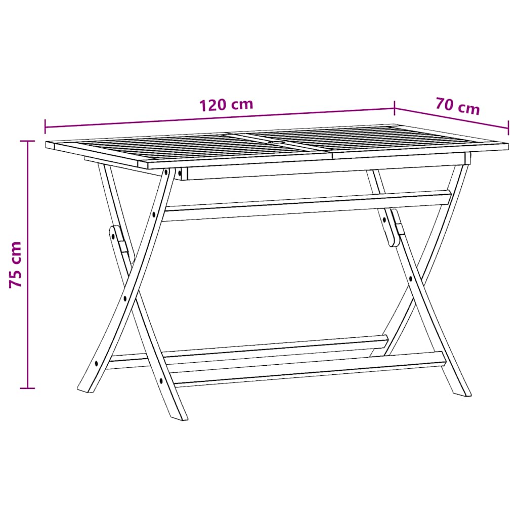 Gartentisch Klappbar 120x70x75 cm Massivholz Eukalyptus