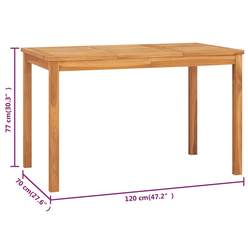 Garden Esstisch 120x70x77 cm Massiv Teakholz