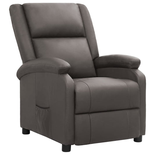 Relaxsessel Grau Echtleder