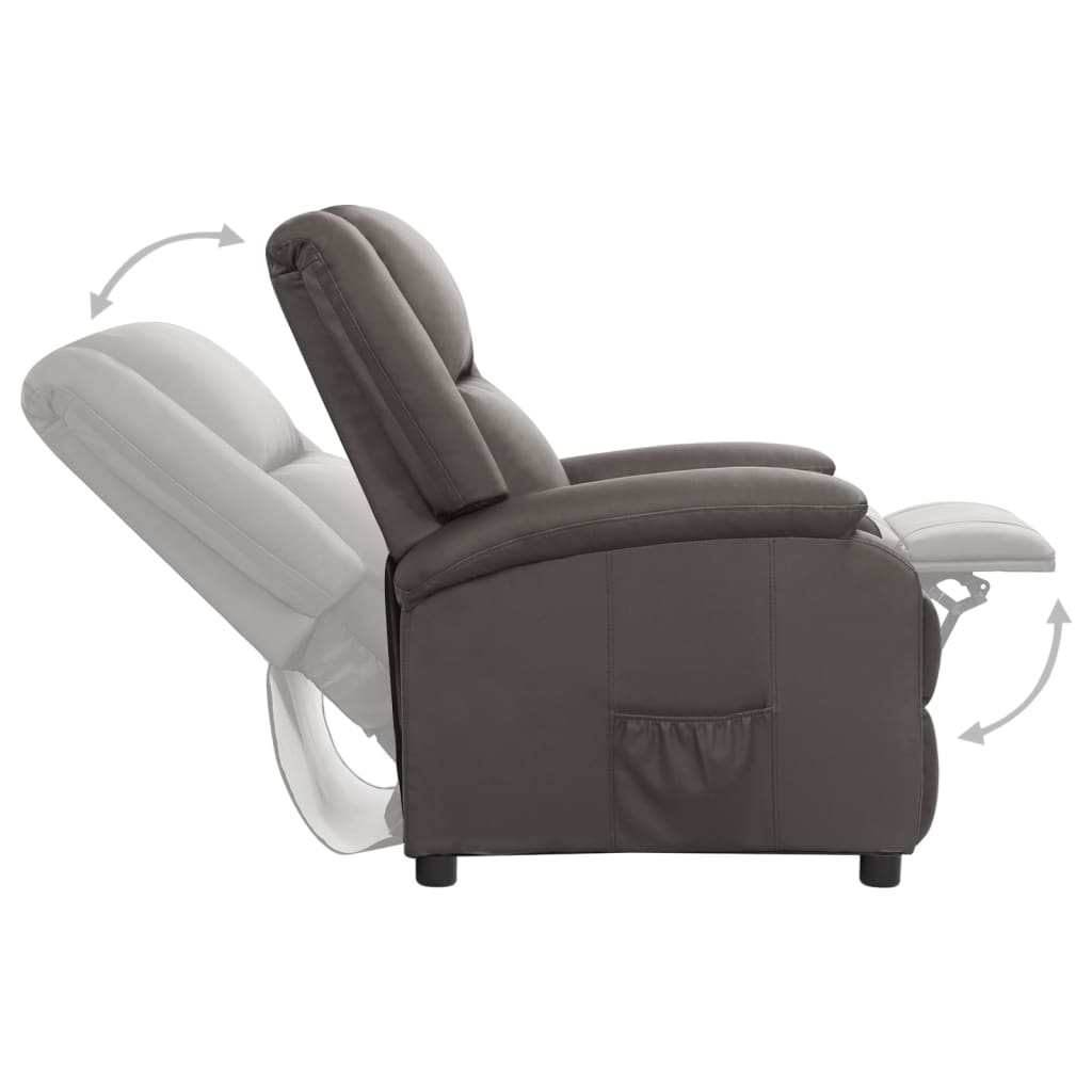 Relaxsessel Grau Echtleder