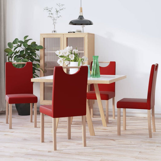 Esszimmerstühle 4 Stk. Weinrot Kunstleder