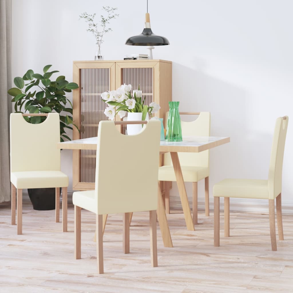 Esszimmerstühle 4 Stk. Creme Kunstleder