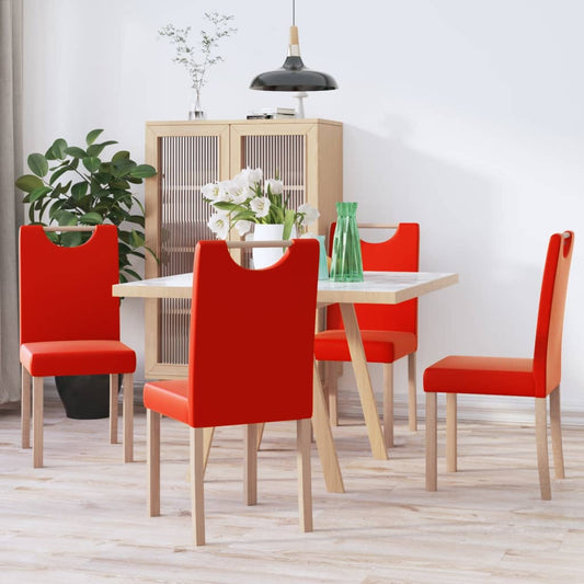 Esszimmerstühle 4 Stk. Rot Kunstleder