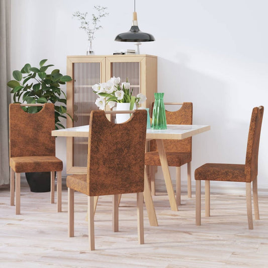 Esszimmerstühle 4 Stk. Braun Wildleder-Optik