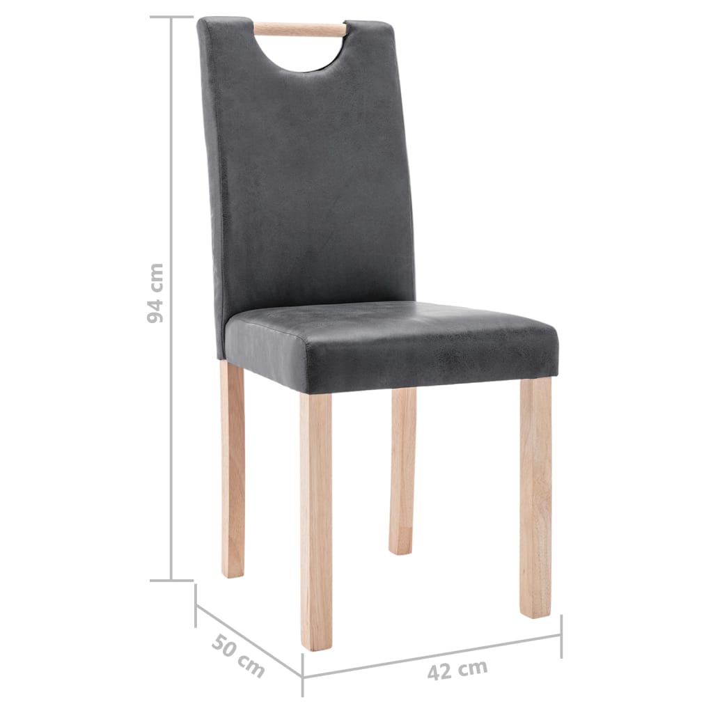 Esszimmerstühle 4 Stk. Grau Wildleder-Optik