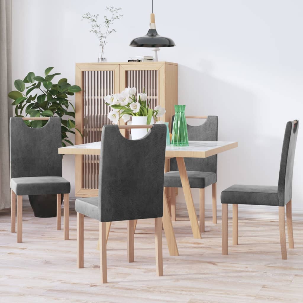 Esszimmerstühle 4 Stk. Grau Wildleder-Optik
