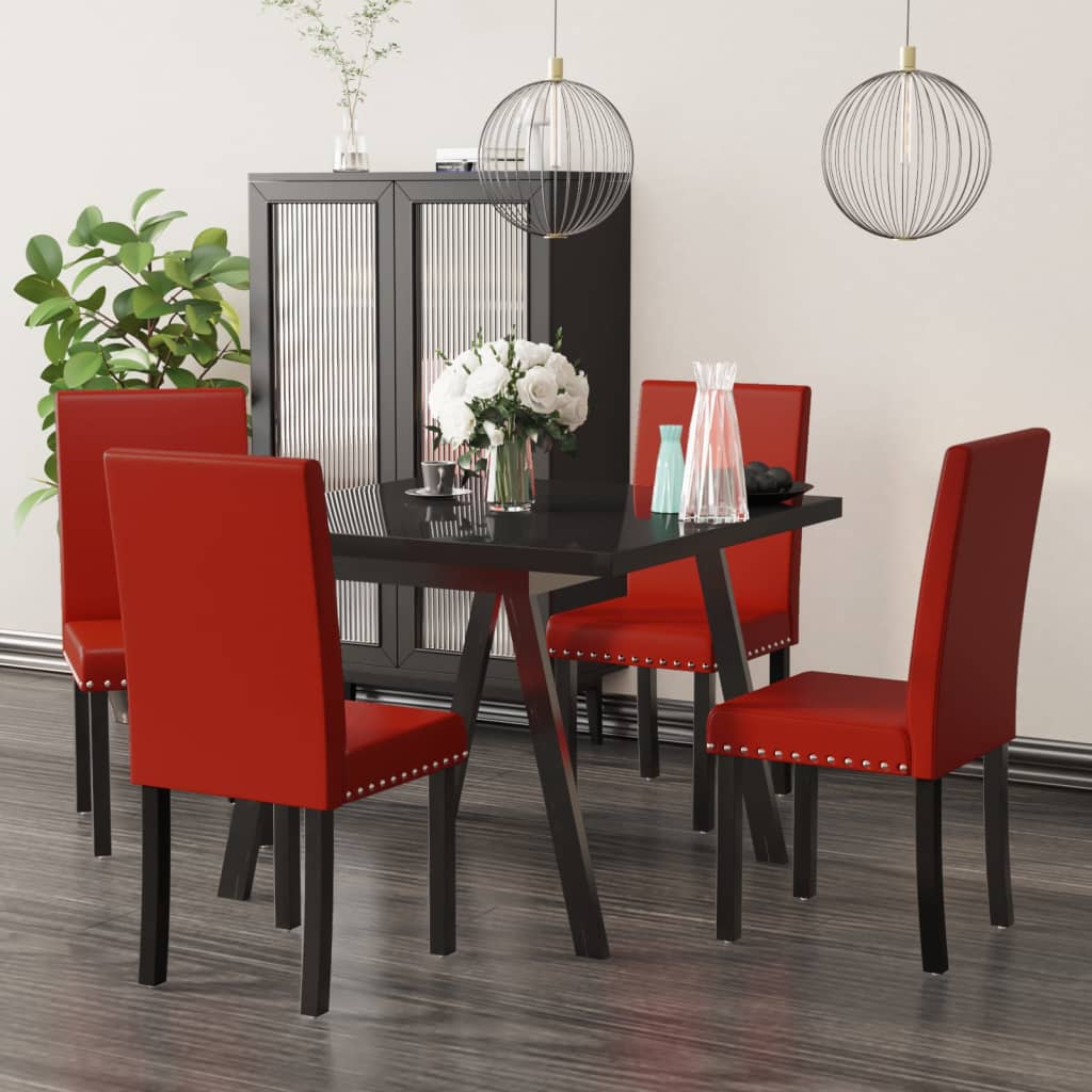 Esszimmerstühle 4 Stk. Weinrot PVC