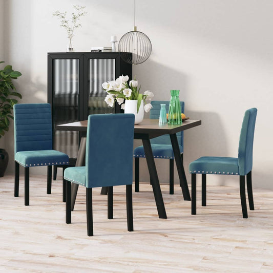 Esszimmerstühle 4 Stk. Blau Samt