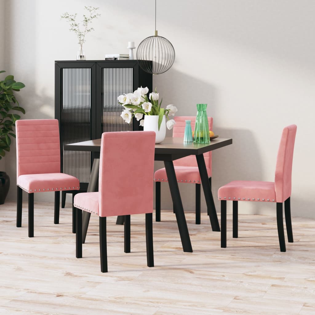 Esszimmerstühle 4 Stk. Rosa Samt