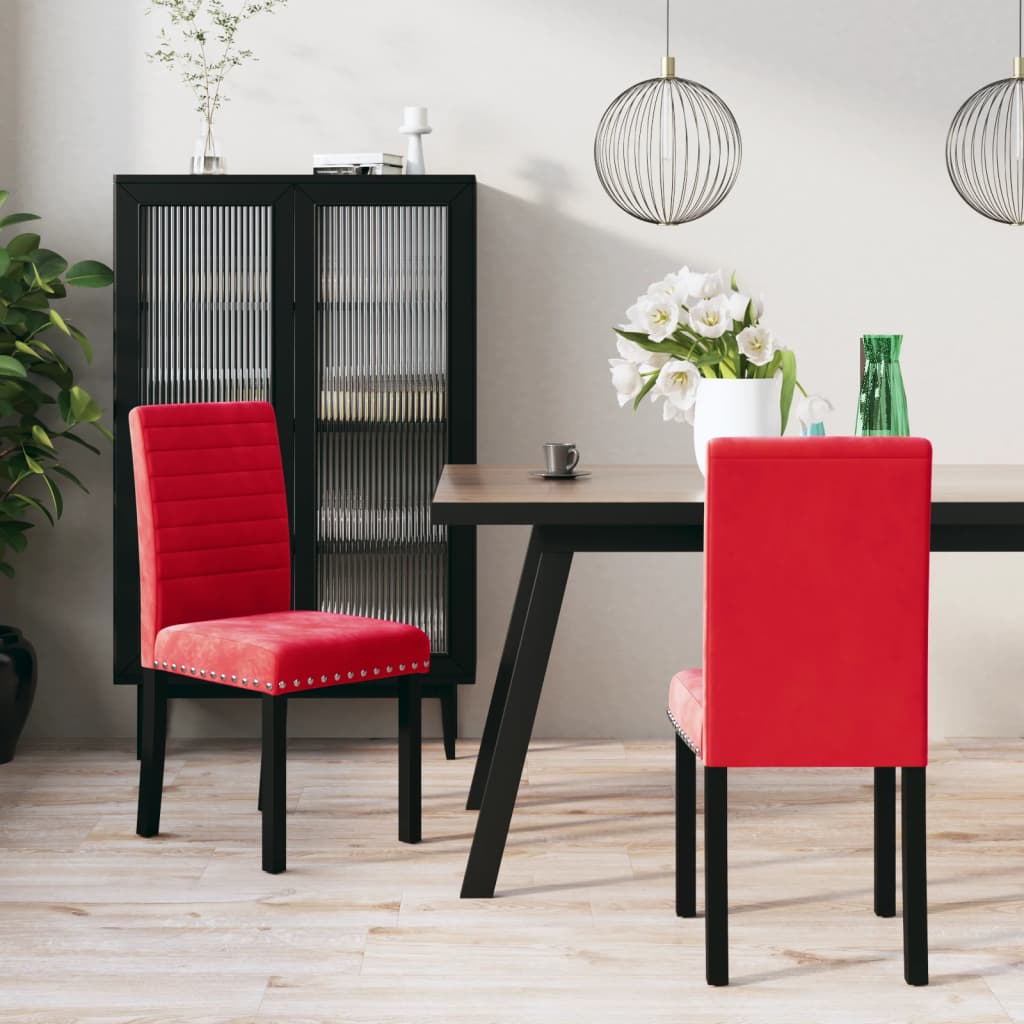 Esszimmerstühle 2 Stk. Weinrot Samt
