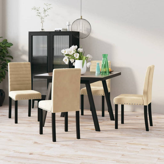 Esszimmerstühle 4 Stk. Creme Samt