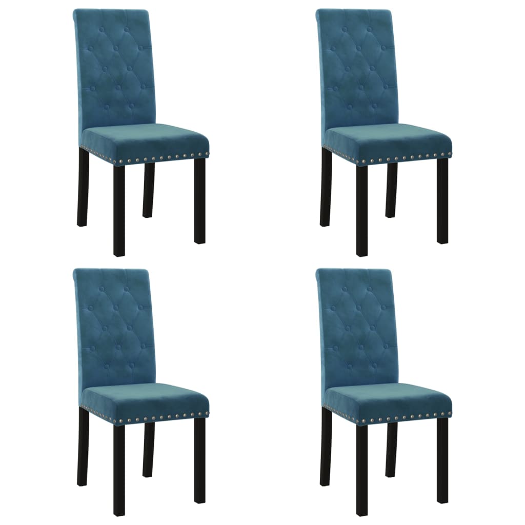 Esszimmerstühle 4 Stk. Blau Samt