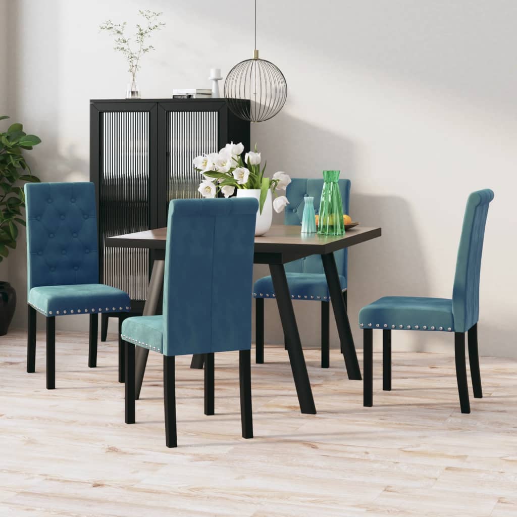 Esszimmerstühle 4 Stk. Blau Samt