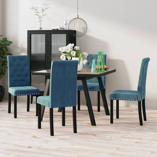 Esszimmerstühle 4 Stk. Blau Samt