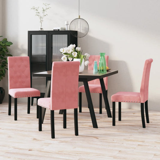 Esszimmerstühle 4 Stk. Rosa Samt