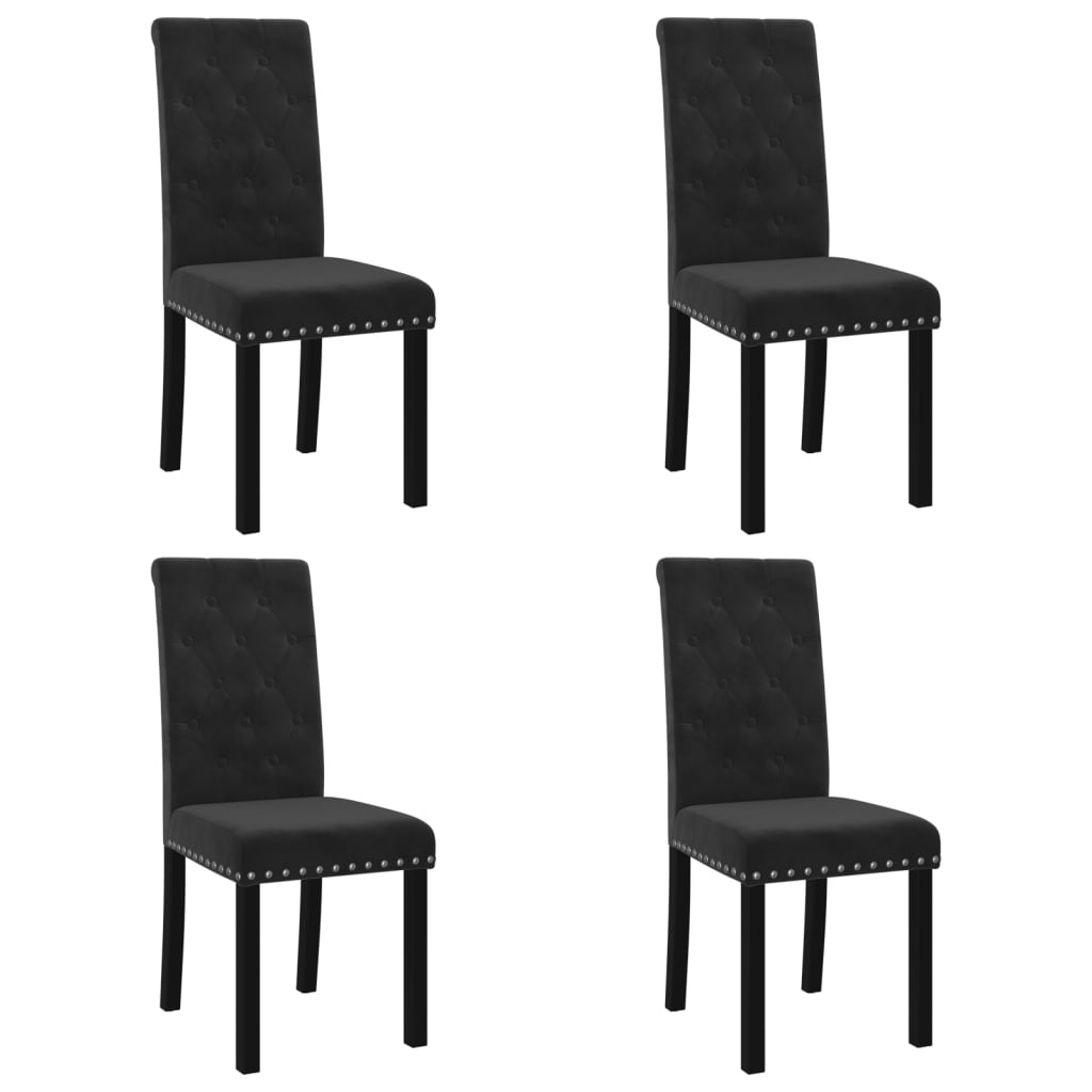 Esszimmerstühle 4 Stk. Schwarz Samt